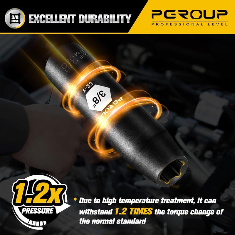pgroup 3/8” Drive Deep Impact Socket, SAE(3/8 Inch socket), 6-Point, Cr-V Steel With Black Manganese Phosphate Coating - Image 3